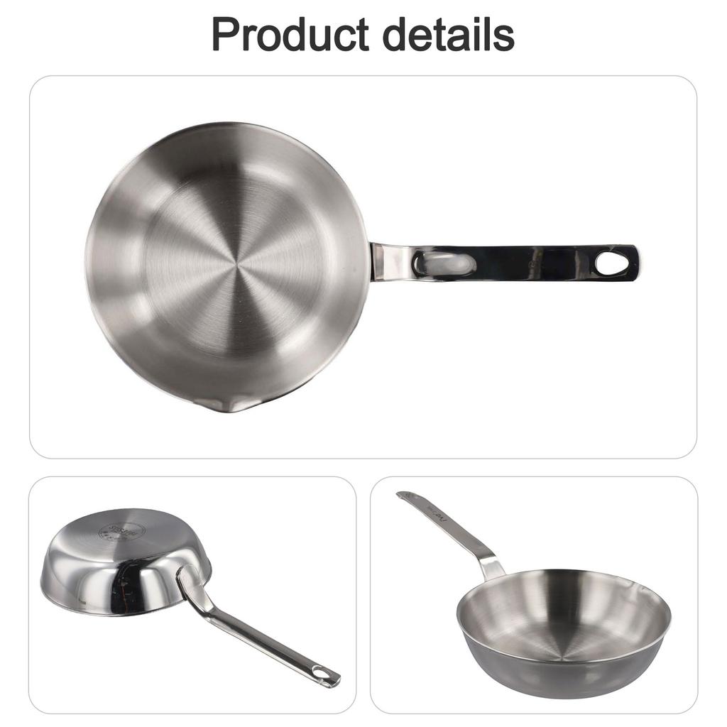 Small Skillet Egg Pan 316 Stainless Steel Sauce Pan for Butter and Frying