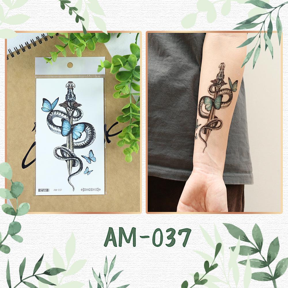 

«Модные водонепроницаемые наклейки-татуировки в виде змеи и цветка для мужчин и женщин — крутой, модный дизайн для руки» 160*90mm