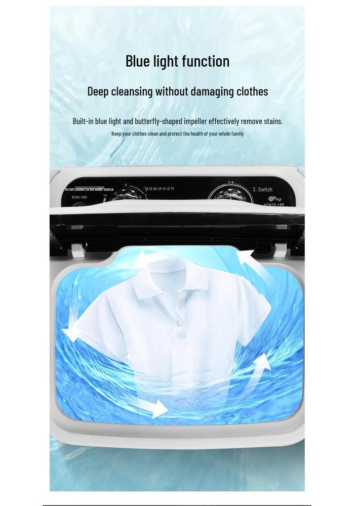 7.6KG Large Capacity Semi-Automatic Mini Washing Machine with Integrated Drainer for Home Use