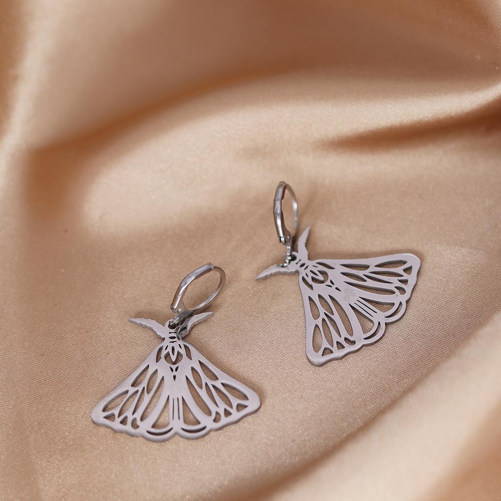 Kinitial Stainless Steel Death Moth Sun Moon Snake Mushroom Cactus Hamsa Hand Horse Earrings For Women Trendy Piercing Jewelry