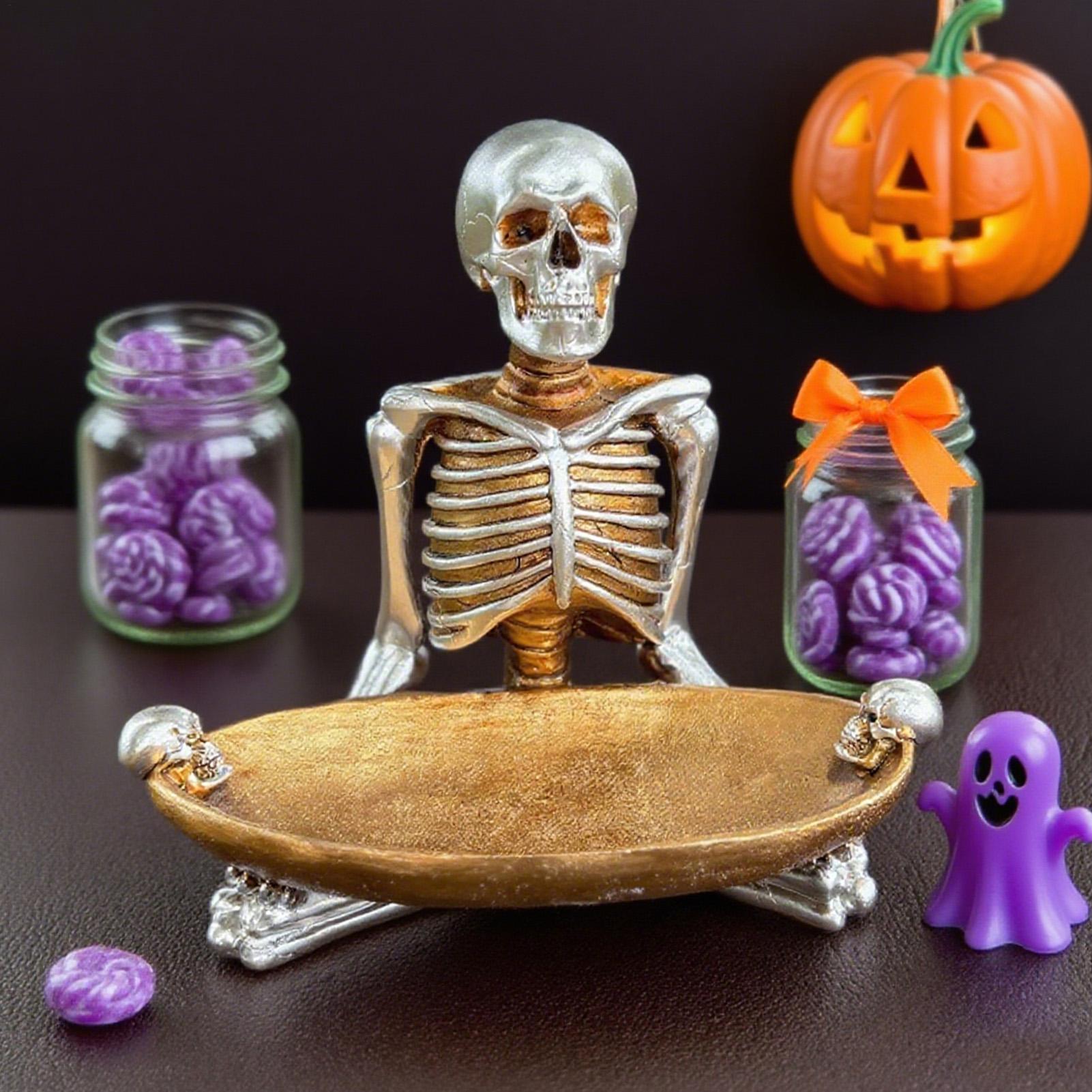 

2025 Halloween Skeleton Candy Bowl Scary Resin Serving Bowl for Workplace Kitchen Cookie Fruit Jewelry Snack Dishes China Mainland