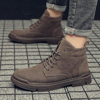 Stivali Invernali da Uomo Alti in Pelle Stivali da Neve Stivali a Mezza Altezza Scarpe da Lavoro Scarpe alla Moda da Uomo Scarpe in Pelle Stile Britannico Scarpe da Uomo