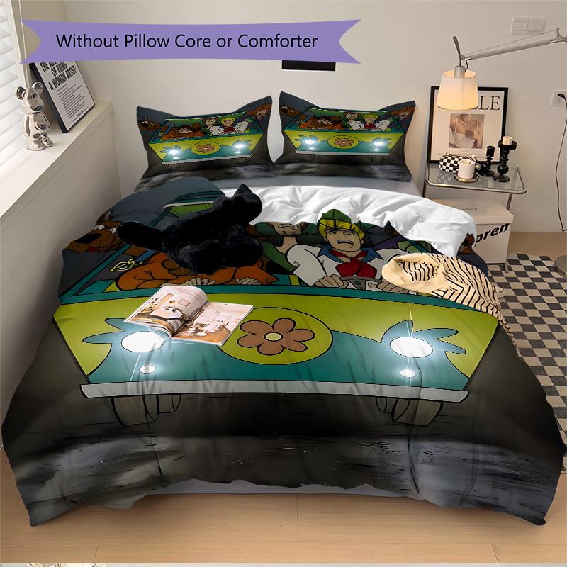 3pcs Scooby-Doo Duvet Cover Set - Machine Washable, Includes 1 Duvet Cover and 2 Pillowcases, No Core Included, All-Season Home Decor for Do