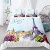 Paris Tower Duvet Cover Famous Buildings In France for Women Men Adults Pink Romantic Bedroom Decoration Polyester Quilt Cover