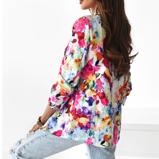 Bürodame Blazer Bunter Druck Slim Frühling Herbst Ziertaschen Floral Anzug