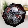 Viking Skull with Ravens and Wolves Circle StickerUmbrella, Portable 3-Fold Compact Umbrella,Christmas Gift ES626