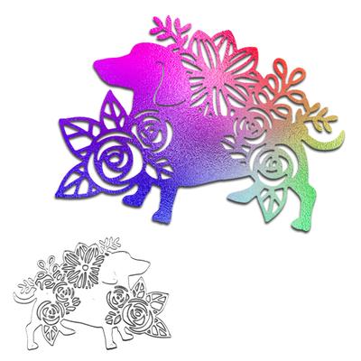 Kurzbeiniges Welpen-Design mit kleinen Blumen, Metall-Stanzformen, DIY-Scrapbooking, Prägeschablone, Papier-Bastelalbum-Vorlage