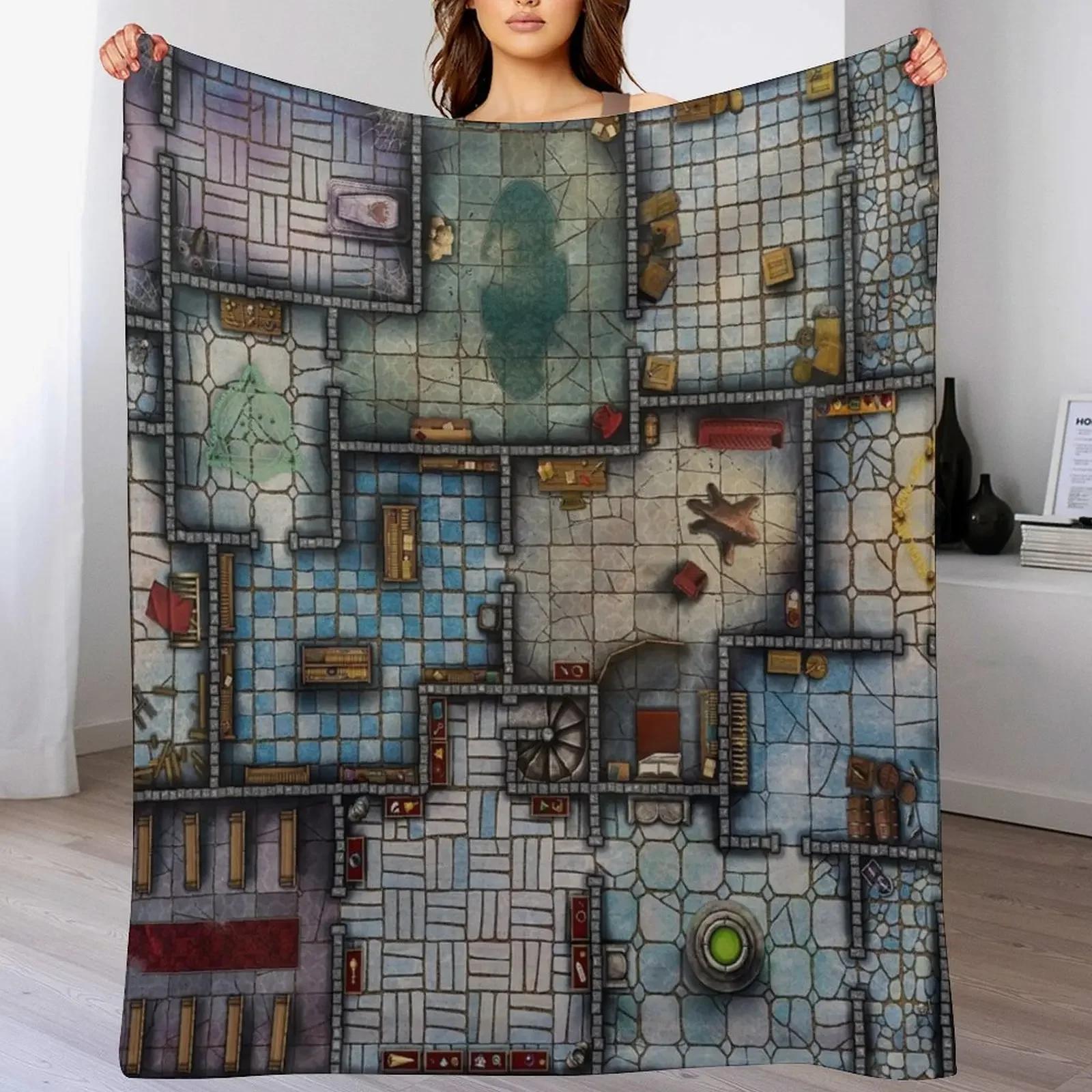 Fantasy RPG Map Throw Blanket  Soft Flannel Dungeon Adventure Design Cozy Warm Winter Blanket for Bed Sofa Home Decor 100cm x 150cm