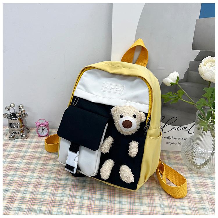 Schoolbag Elementary school bag Japanese cute bear doll backpack Korean version contrasting color preschool boys and girls casual backpack