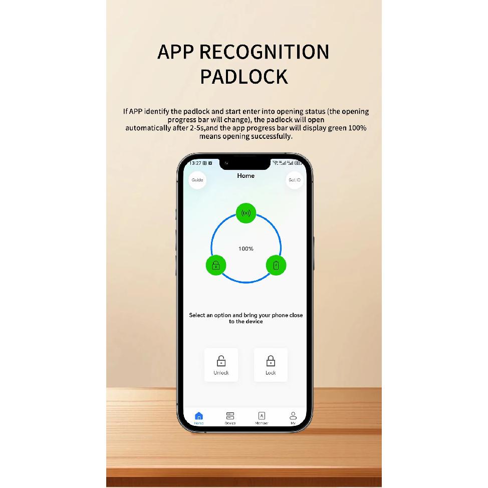 TOMZN NFC Passive Intelligent Padlock Keyless No Keyway Waterproof Theft-proof Thickened Body Lock/Unlock Record Nfc Lock APP