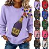Women's Fashion  Printed Long Sleeve Loose Round Neck Sweatshirt Top