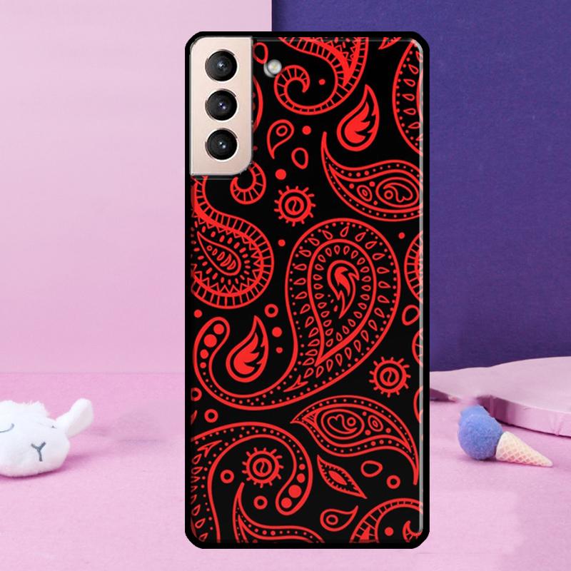 Black Bandana Paisley Phone Case For Samsung Galaxy S25 Ultra S24 Ultra S9 S10 S20 S21 S22 Plus S23 S24 FE Cover
