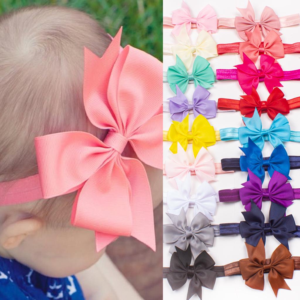 European & American Baby Bow Swallowtail Headband - 21 Solid Colors