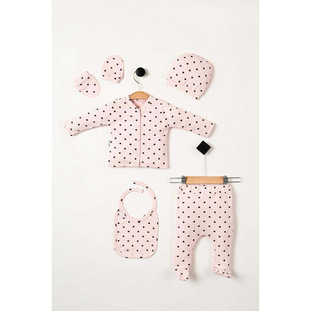 Seturi de descărcare pentru spitalul de inimă, din bumbac pieptănat, 5 piese, haine pentru nou-născut - Ambalat cadou