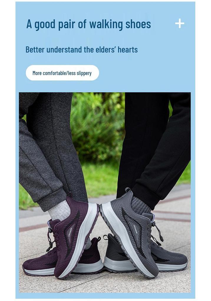 Comfortable Non-Slip Elderly Shoes: Lightweight Mesh Casual Sneakers with Soft Sole, Ideal for Spring and Autumn Walking.