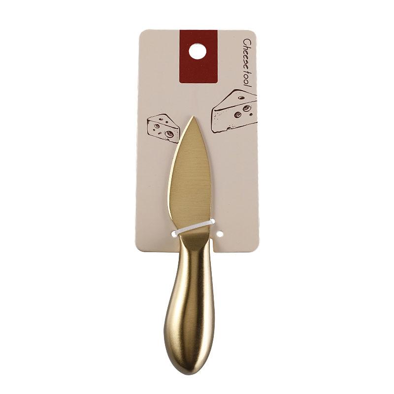 Mâner Gol din Oțel Inoxidabil, Cuțit de Brânză Auriu, Set de Cuțite de Brânză, Ambalaj cu Legătură Card, Cuțite și Furculițe Occidentale