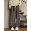 Autumn Winter Printed Casual Pants Men's Loose Straight Pants Niche Wide Leg Trousers