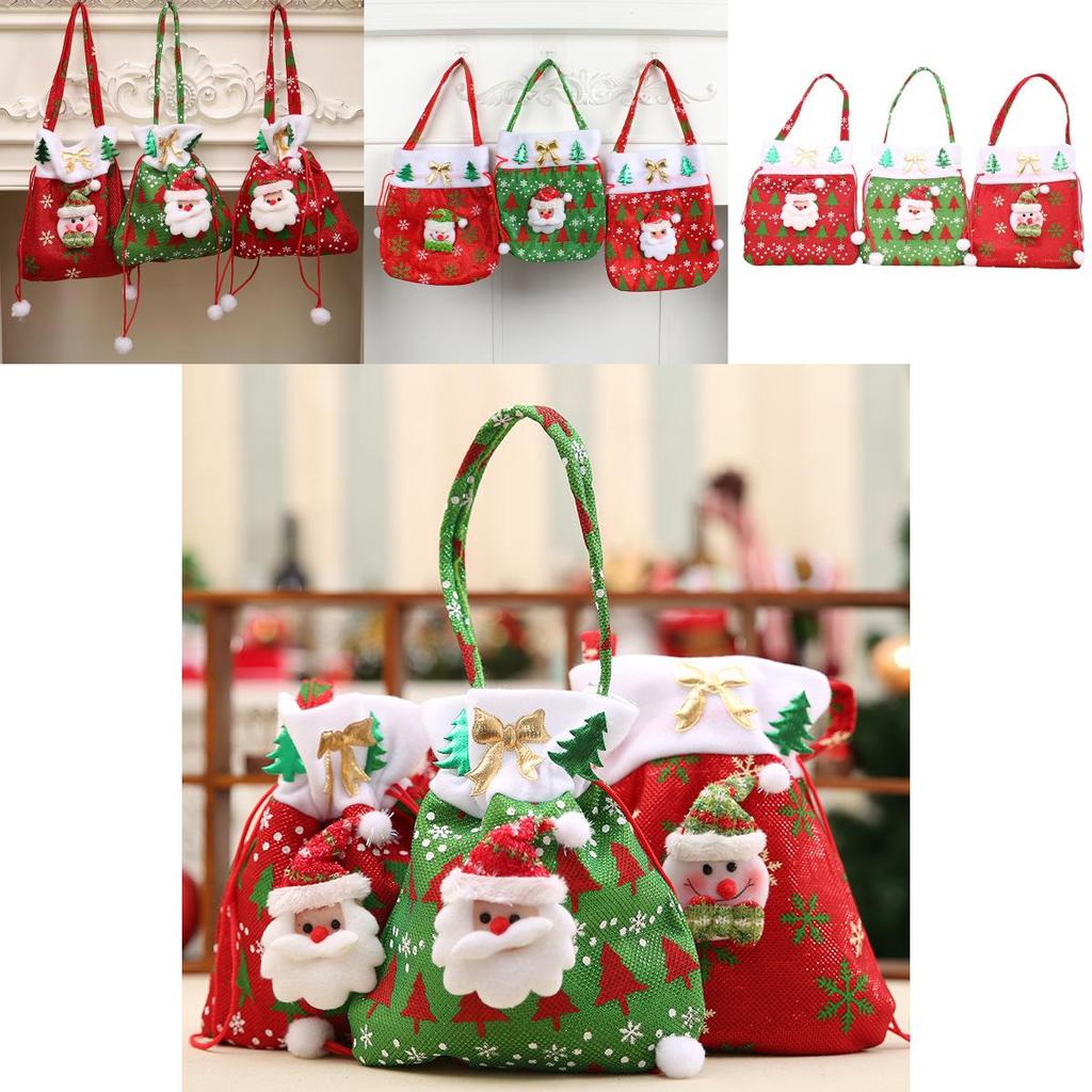 Christmas Gift Bag With Santa Claus Design For Holiday Decor And Gift Packaging