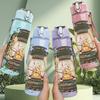 1PC Retro Vintage Lantern With Moth Print 750ml Color Plastic Sports Water Bottle Leakproof Flip Straw Lid Suitable for Sports Office Home Use