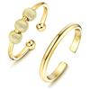 2 Stück Fidget Offene Verstellbare Ringe Perlen Schmuck Damen Herren Anti-Stress Stapelbarer Drehring Damen Mode Accessoire