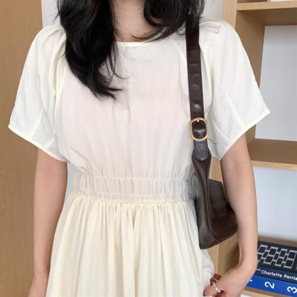 New Arrivals Open Run Women Rayon Smock Waist Puff Sleeve Long Dress