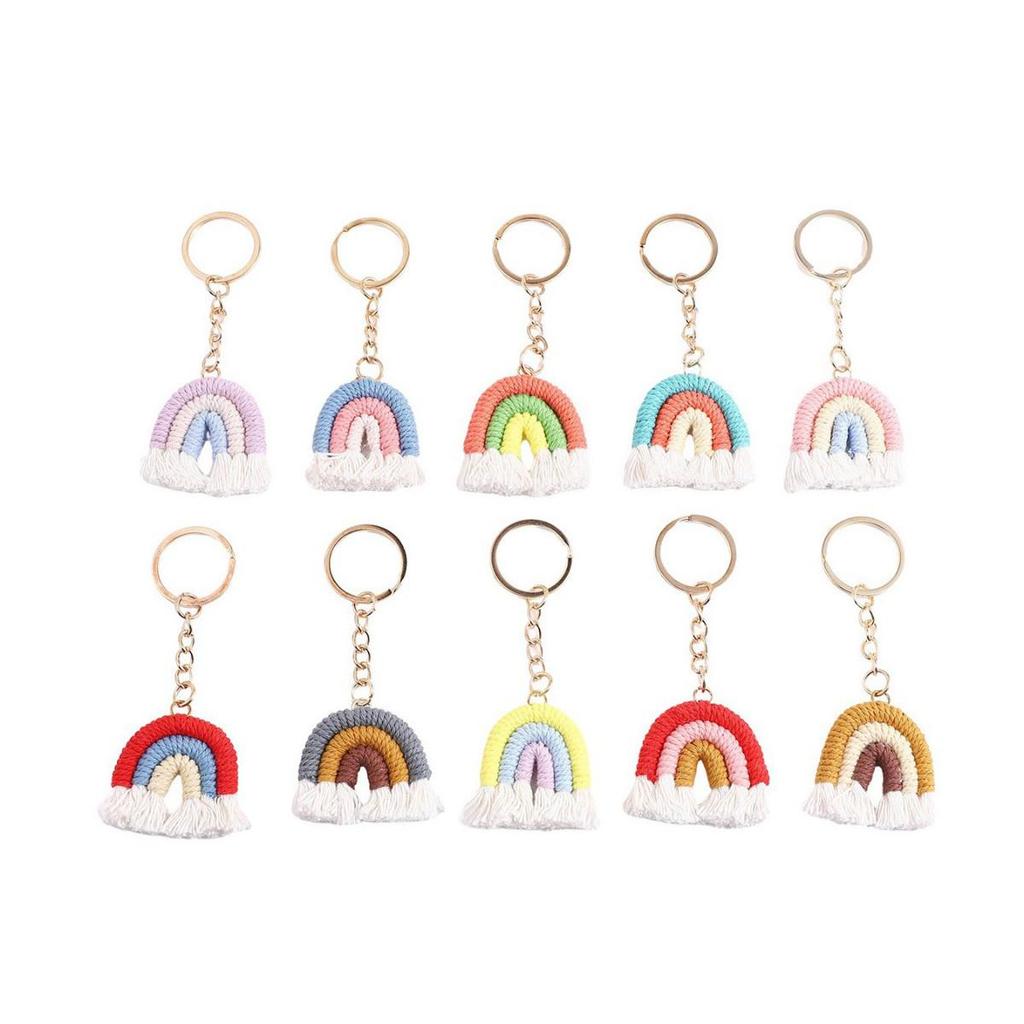 Handmade Cotton Rainbow Tassel Keychain Charm