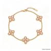 Luxury Zircon Four-Leaf Clover Bracelet with Water Drop Diamond in Titanium Steel