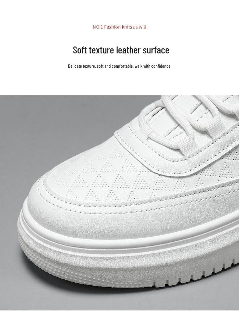 Spring Men's Breathable White Korean-Style Trendy Thick-Soled Casual Skate Shoes