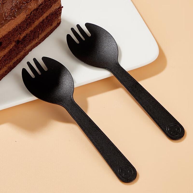 Miaojie Frosted Black Disposable Dessert Spoons, 100-Pack