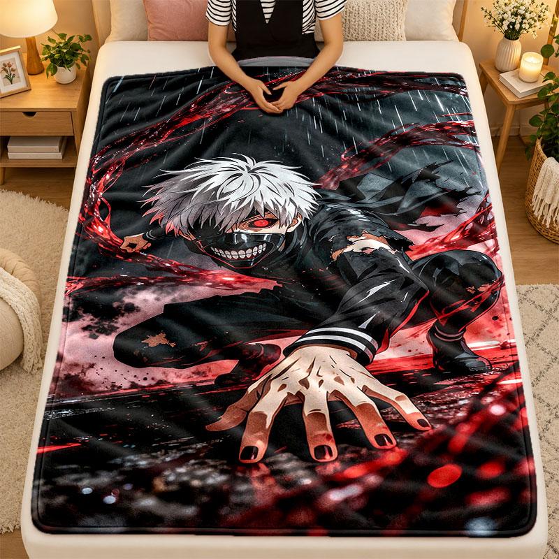 Flannel BlanketTokyo Ghoul Warm Soft Throw Blanket for Indoor Sofa Bed Living Room Use