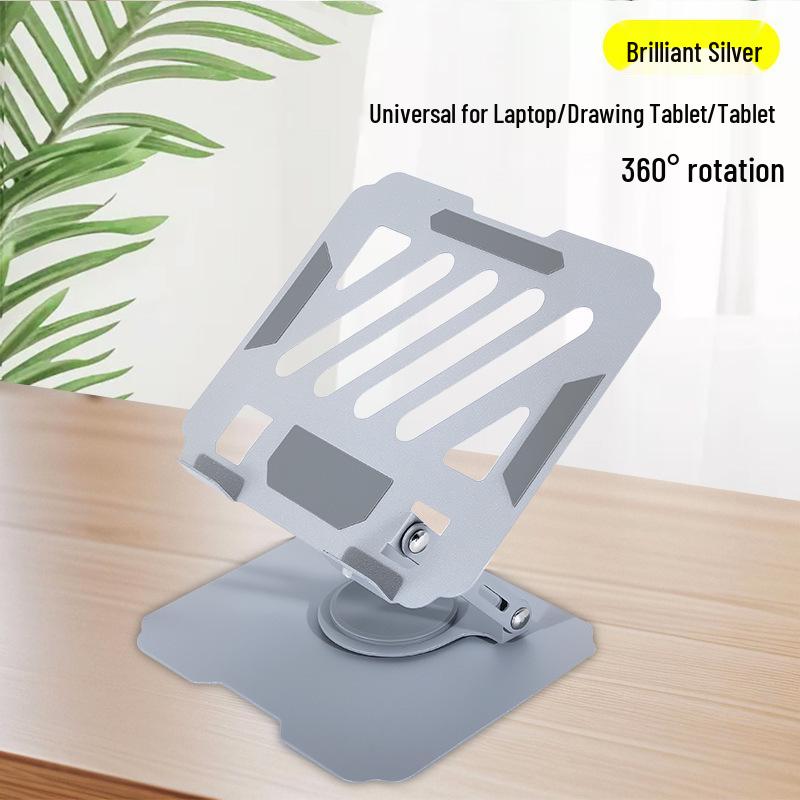 Foldable Metal Laptop & Tablet Stand with 360° Rotation and Double Rod Support