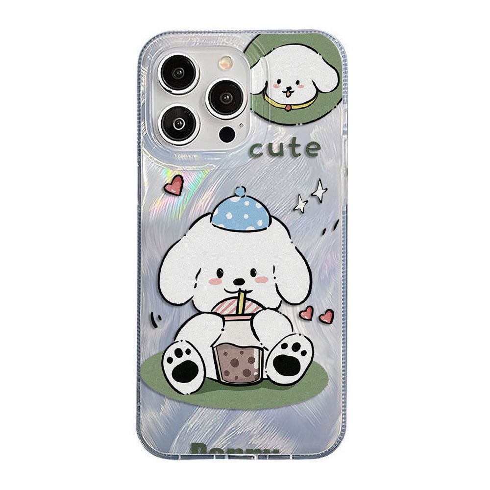 Applicable iPhone17promax Milk Tea Puppy Mobile Phone Case 16 Apple 14/15 Advanced 13 Anti-drop 12 Creative x