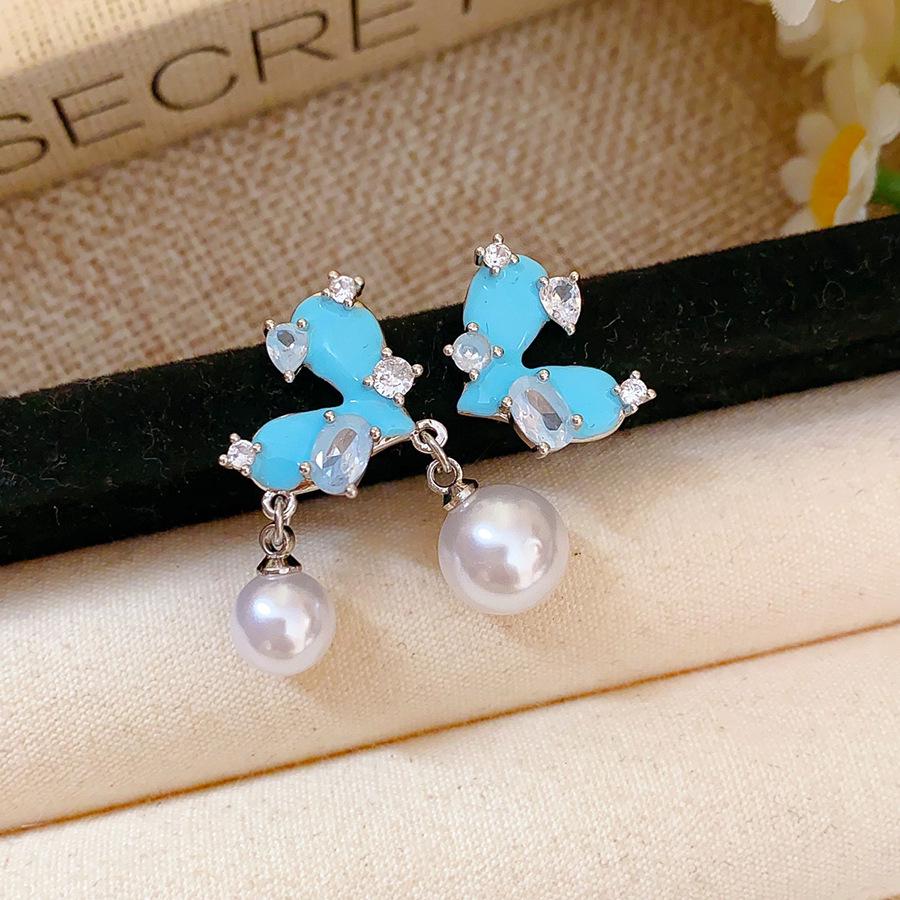 Mori Style Silver Needle Floral Glass Grape Tassel Earrings – Elegant High-End Design