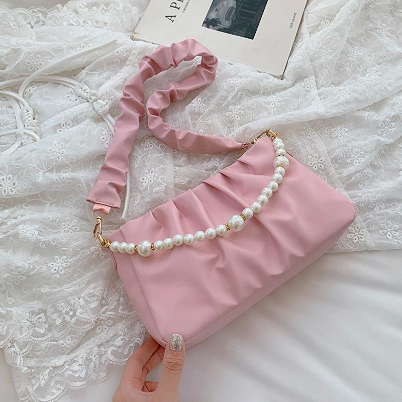 

Fashion bag women s 2025 summer new trend pleated small square bag casual foreign style retro single shoulder underarm women s bag розовый