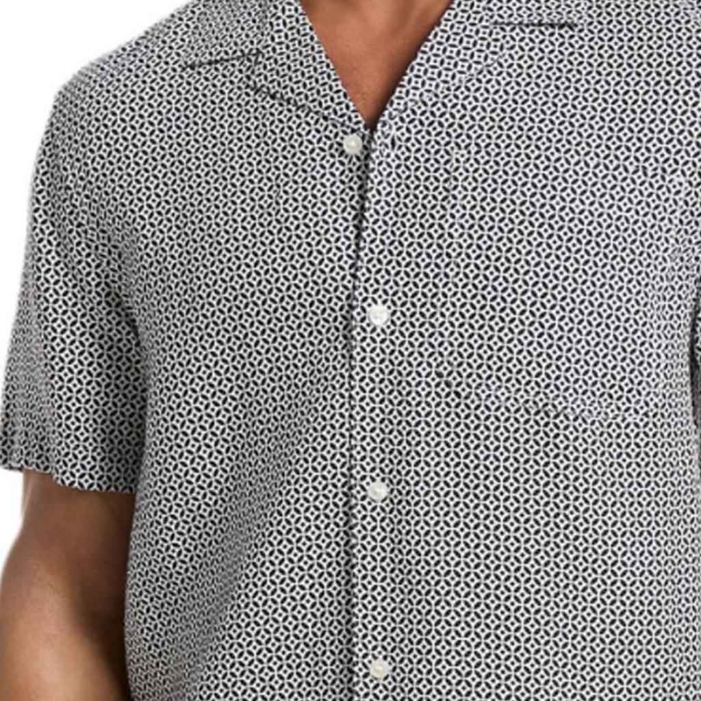 Michael Kors Short Sleeve Printed Linen Shirt Men Shirts OS6409LL17-0436