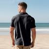 Men's Short-sleeved Shirt  Linen Loose Fit  Casual Collar  Men's T-shirt