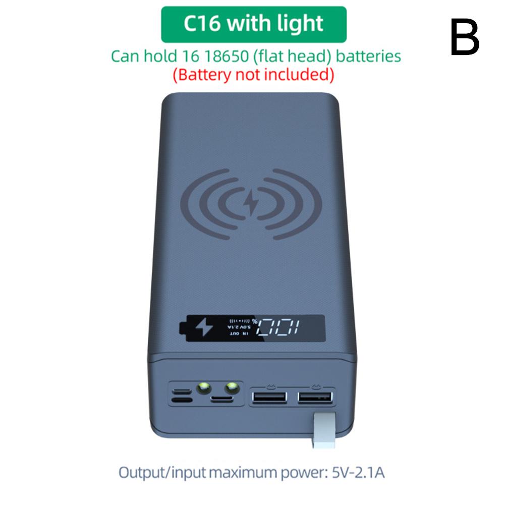 16*18650 Battery Holder Storage Box Power Bank Case DIY 18650 Kit Phone Powerbank Battery Charger Mobile DIY Shell Box