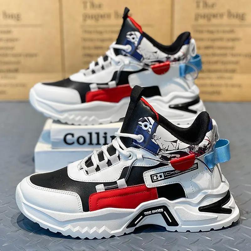 

Trendy Men s High Top Hidden Height Increase Thick Sole Lace Up Sport All Match Casual Running Spring Autumn 2026 Fashion Shoes 39