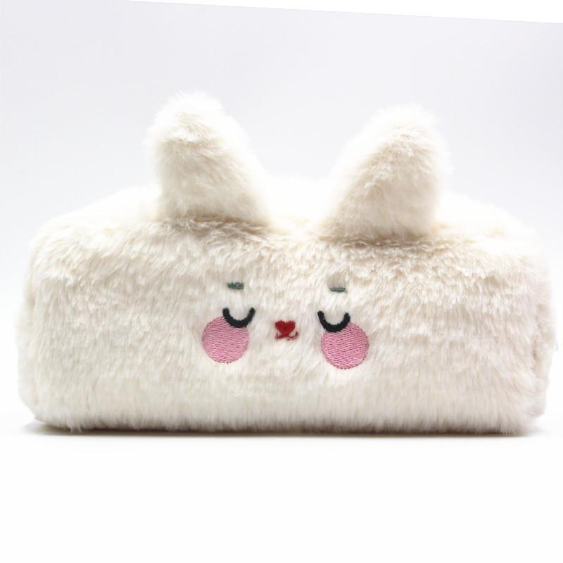 Innocence Large Capacity Plush Pencil Case with Cute Rabbit and Bear Design