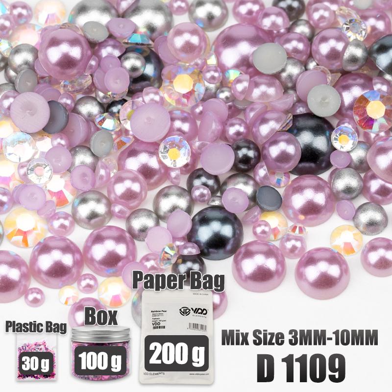 VDD 30/60/100/200g Mix Size ABS Half Round Pearls Flatback Beads Color Resin Rhinestone Crafts Nail Art DIY Decoration