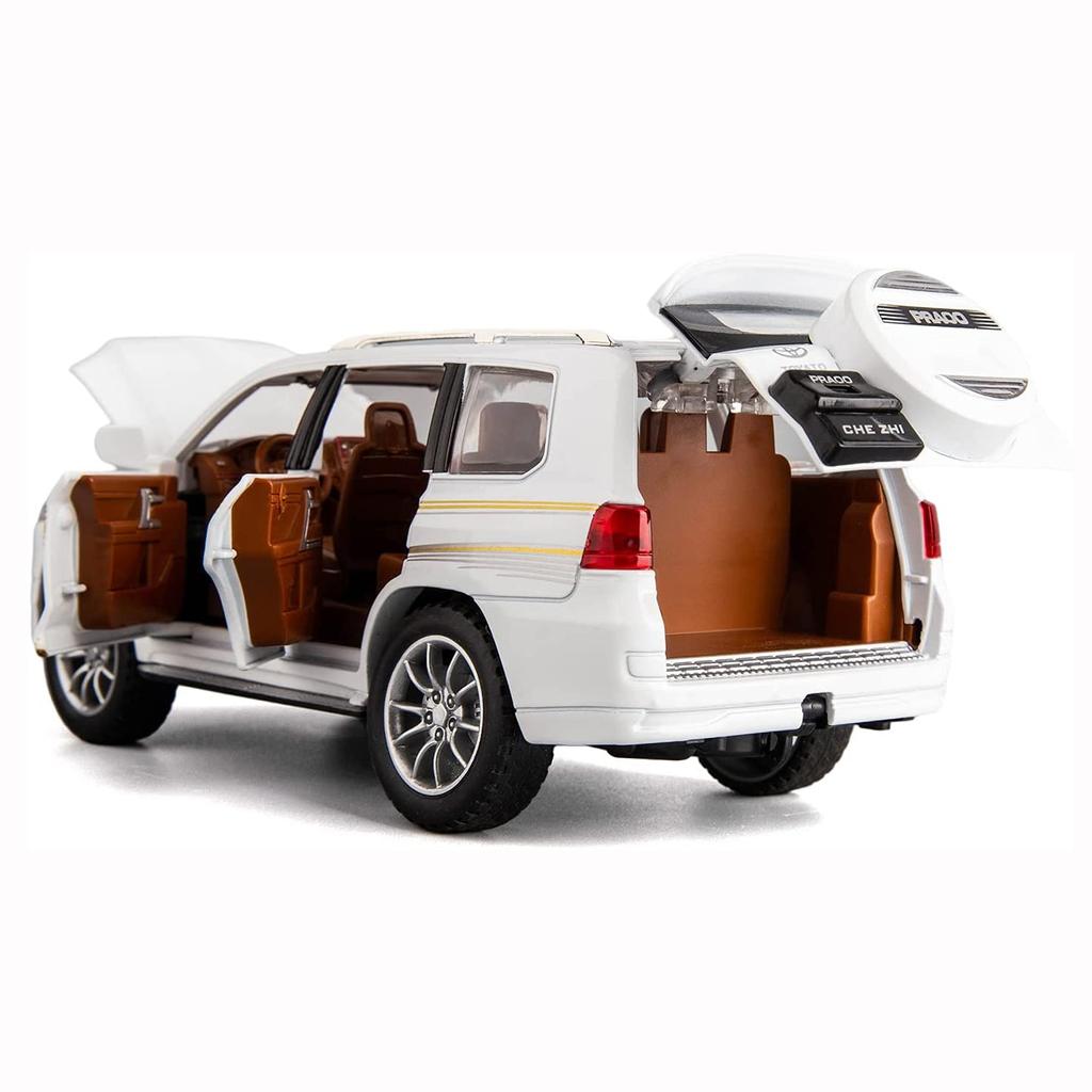 Model auta Toyota Prado v měřítku 1/24, stahovací auto ze zinkové slitiny se zvukem a světlem pro děti, chlapec, dívka dárek