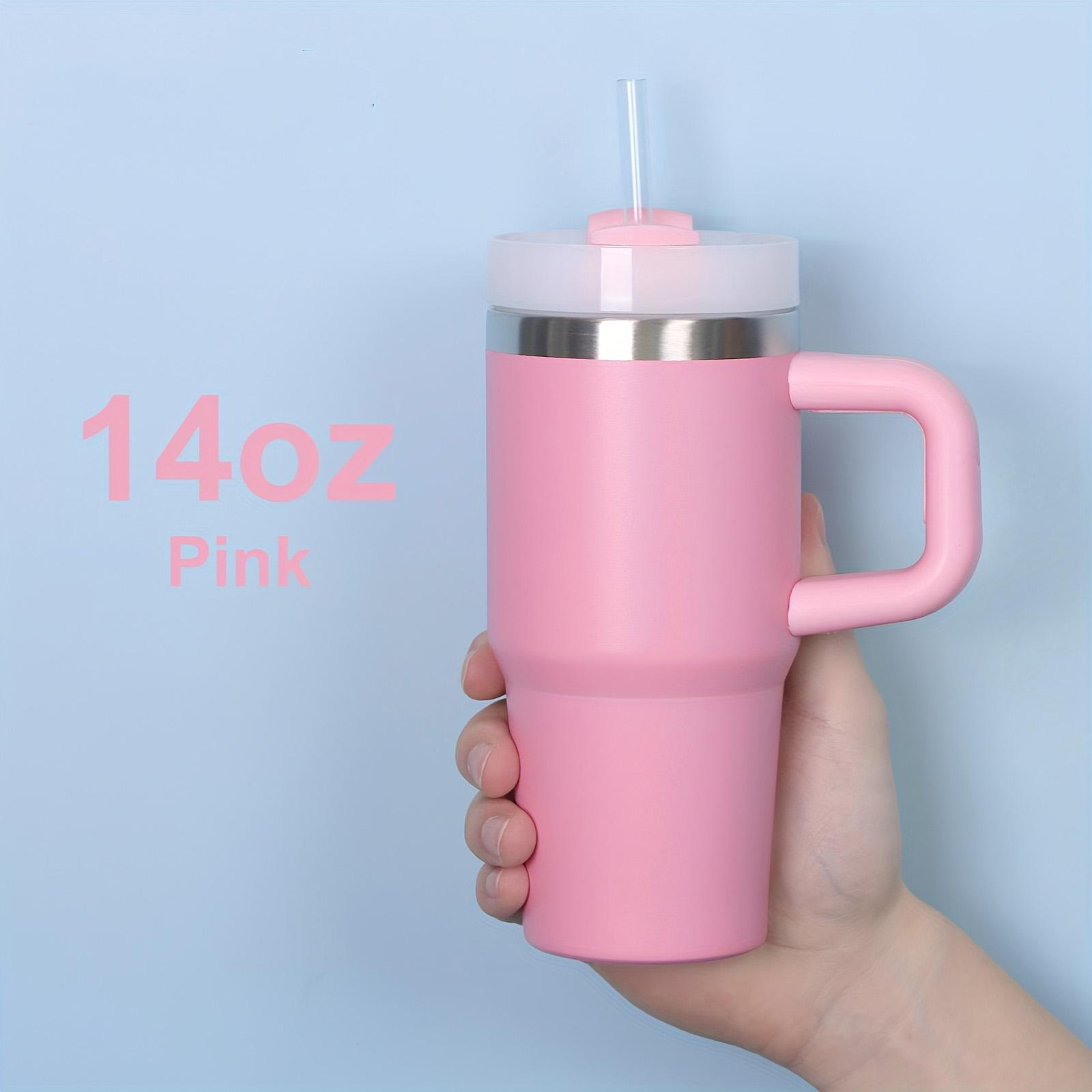 

New 14oz Double Layer 304 Stainless Steel Insulated Car Cup With Lid And Straw one size рожевий