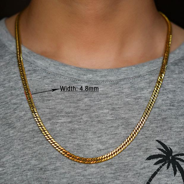 Basic Mens Stainless Steel Necklace Gold and Copper Color Chunky Link Cuban Curb Chain for Punk Hiphop Boy Choker Metal Jewelry