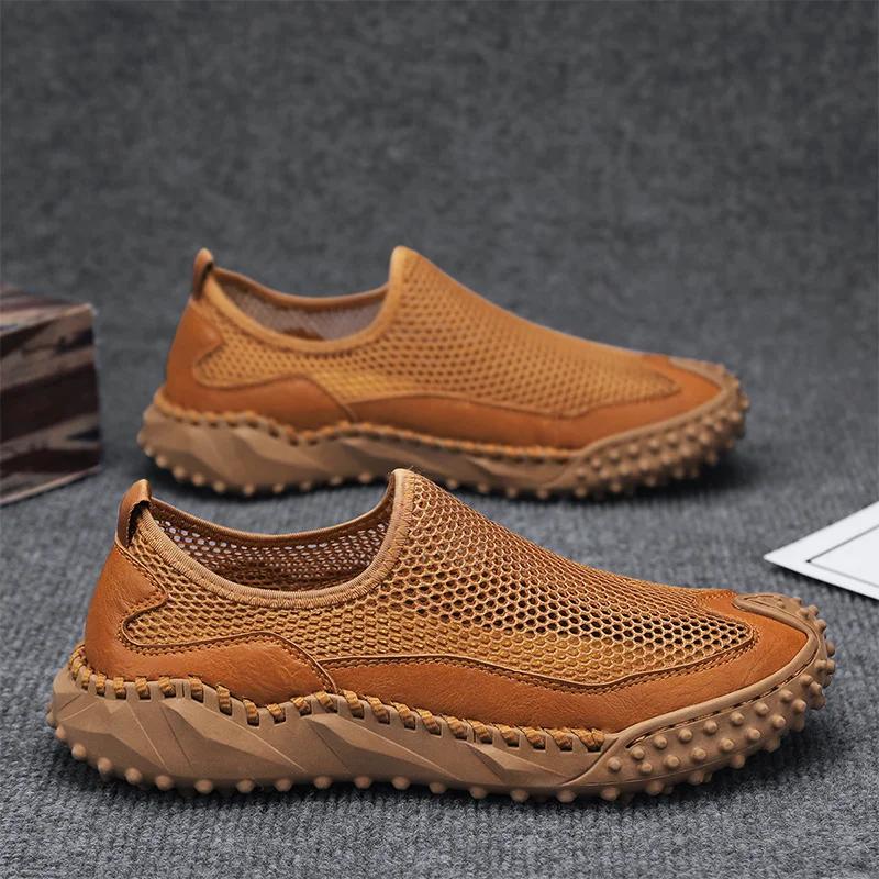 New Summer Men's Mesh Shoes Breathable Flat Casual Shoes Outdoor Walking Men's Sneakers Hiking Shoes Zapatillas Hombre