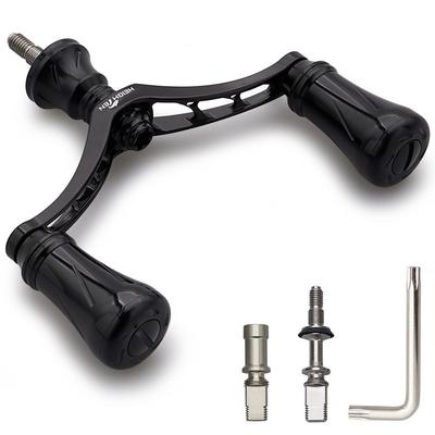 HEIGHTEN Reel Handle 80mm 95mm 98mm and Knob 20mm 19mm for Shimano Daiwa Spinning Reels Pillar Series Black 1006