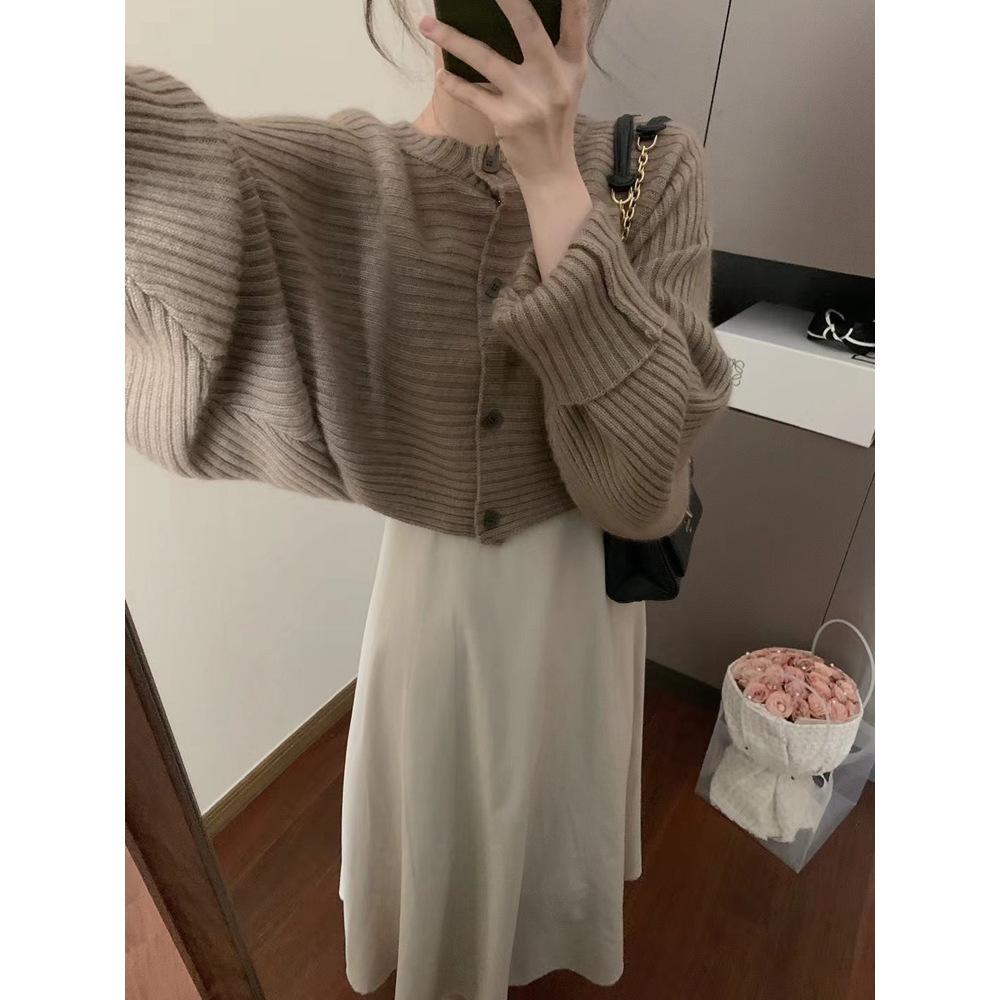 Chic premium feeling bat sleeve loose sweater women's knitted design sense niche cardigan first love temperament coat