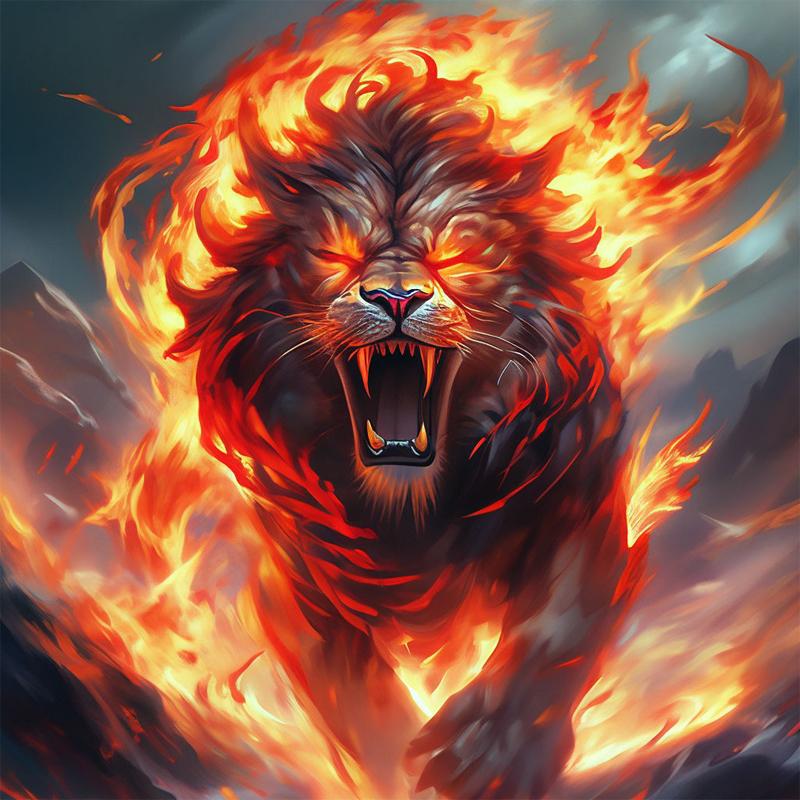 

Повна 5D DIY Алмазна мозаїка Вогняний Лев Алмазна вишивка Повний хрестик Декор для дому Ручний подарунок 20x20cm