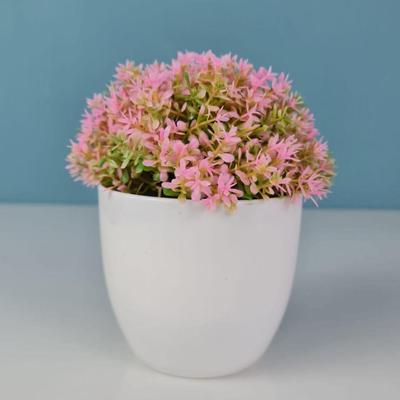 1 vnt. Bonsai gėlė su dizainerio vazonu namų dekoravimui, svetainei, stalui, dekoravimui, biuro stalui, rankdarbiams, dirbtinių gėlių sodui (Rožinis)