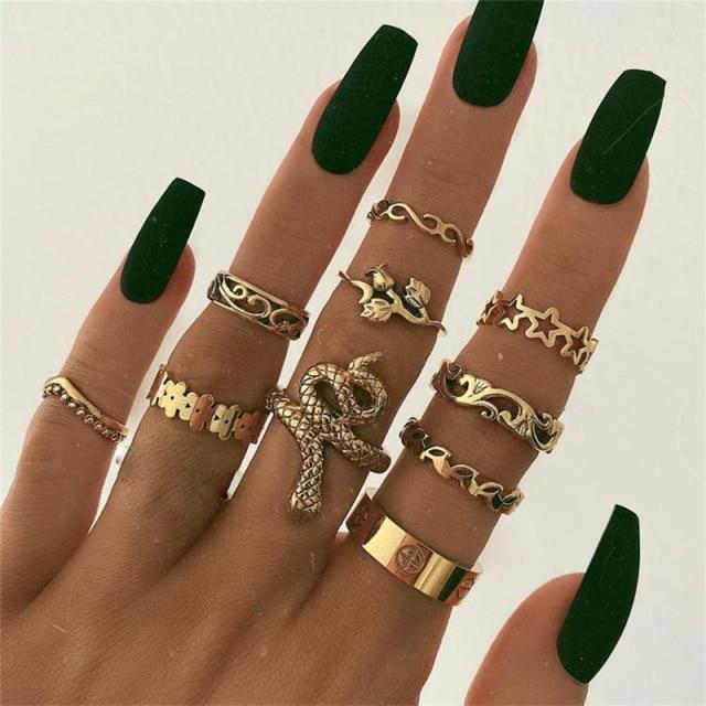 Snake Rings for Women Fashion Jewelry Ring Sets Vintage Bague Femme Rings for Girls Adjustable Finger Ring Anillo