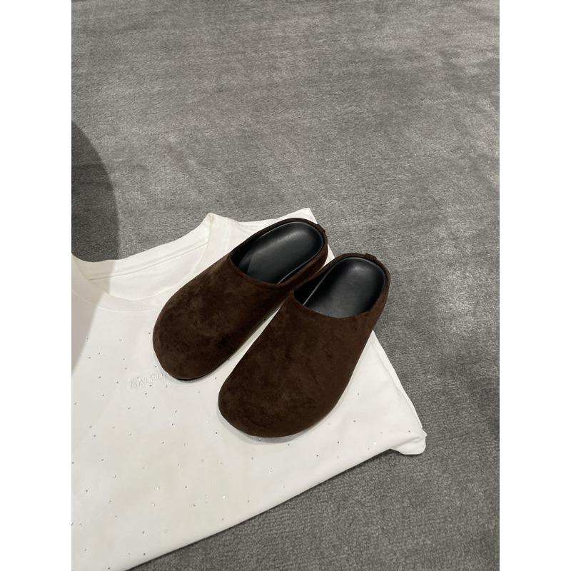 Sheepskin Version~ New Casual Platform Fashion Shoes, Flat-soled Versatile One-pedal Bag Head, Retro Half Slippers, Single Shoes for Women